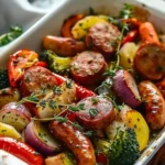 Easy chicken sausage and veggies sheet pan recipe for a healthy dinner