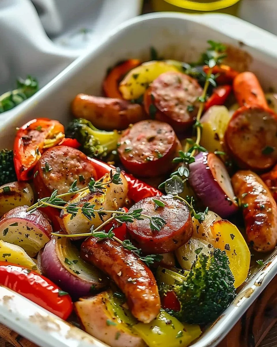 Easy chicken sausage and veggies sheet pan recipe for a healthy dinner