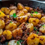 Easy Ground Beef Potato Skillet recipe with potatoes and seasonings