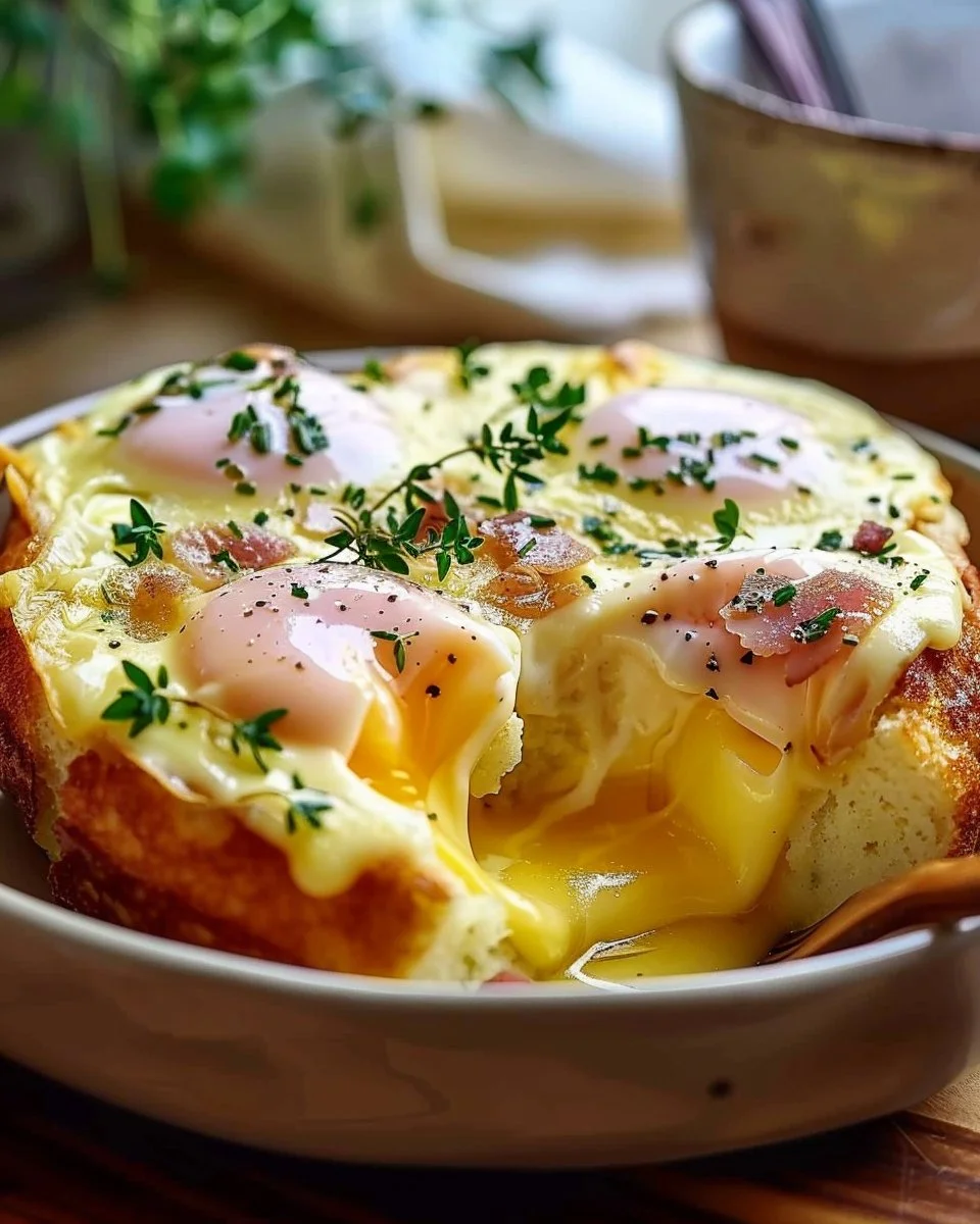 Eggs Benedict Casserole 1 Delicious Eggs Benedict Casserole topped with hollandaise sauce