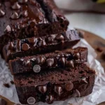 Guilt-free chocolate banana bread with banana slices and chocolate chips