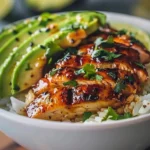 Honey Lime Chicken served with Avocado Rice Bowl