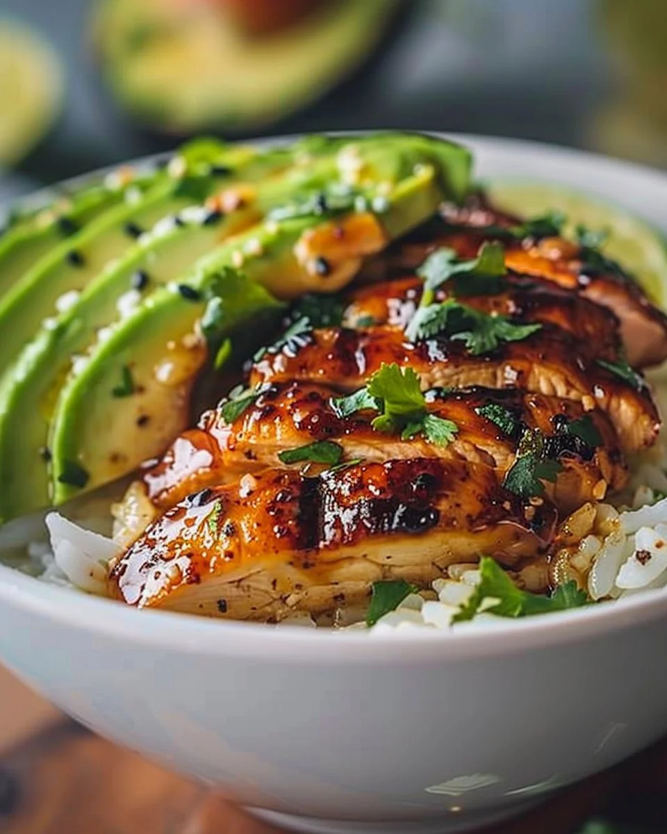 Honey Lime Chicken and Avocado Rice Bowl 1 Honey Lime Chicken served with Avocado Rice Bowl