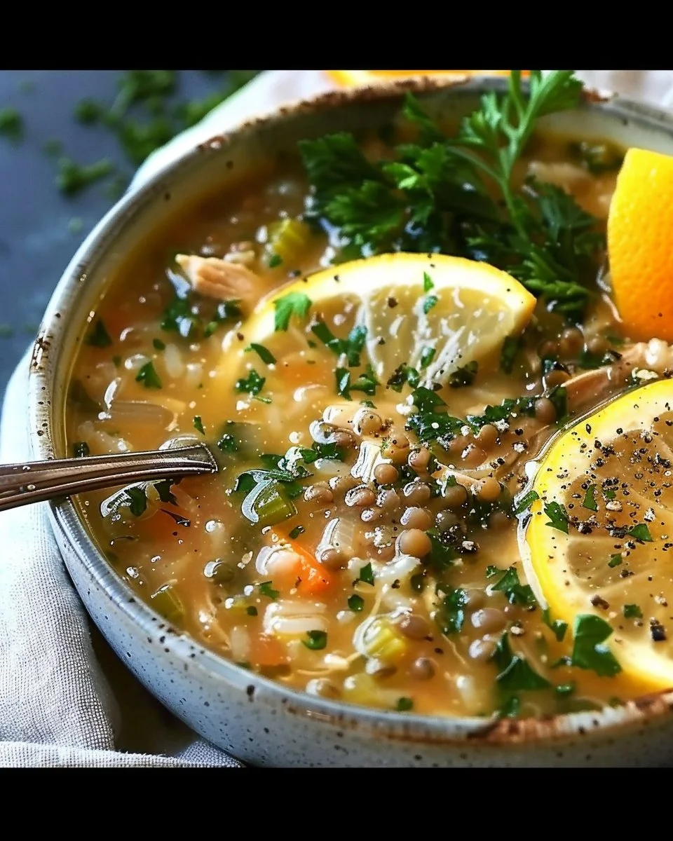 Lemon-Garlic Chicken, Rice & Lentil Soup: Nourishing Comfort in Every Spoonful