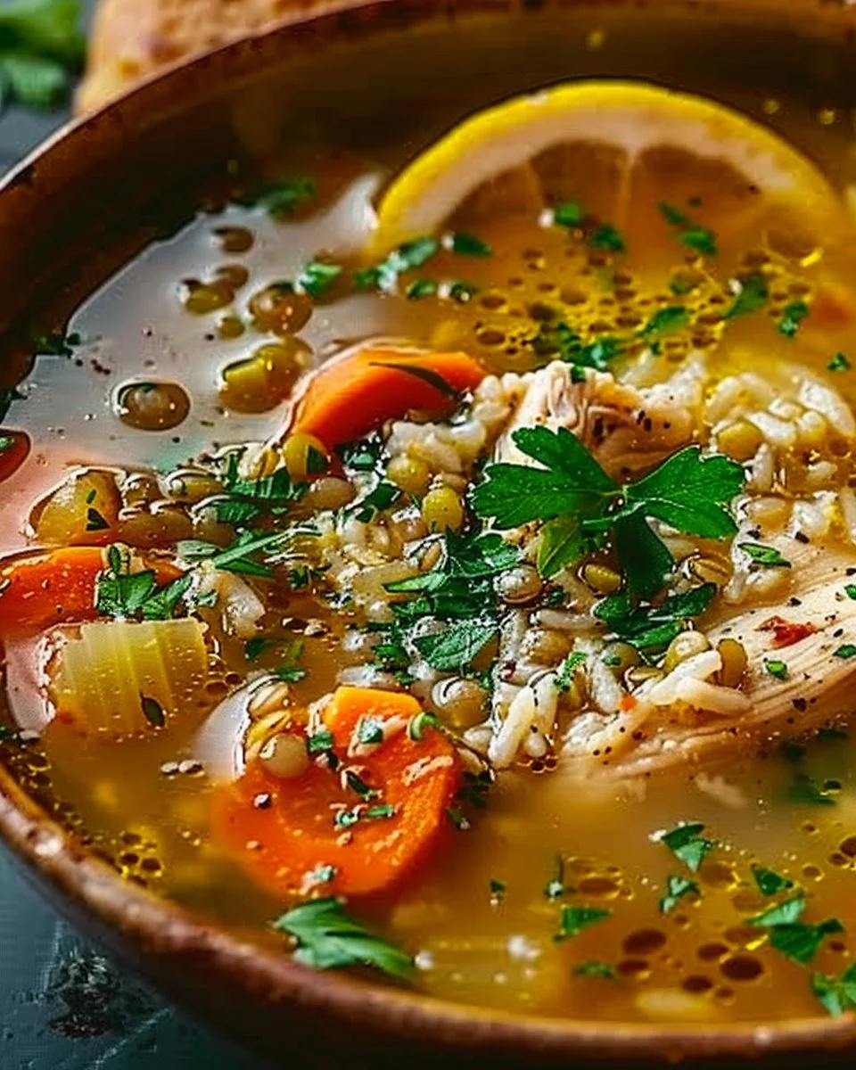 Lemon-Garlic Chicken, Rice & Lentil Soup: Nourishing Comfort in Every Spoonful