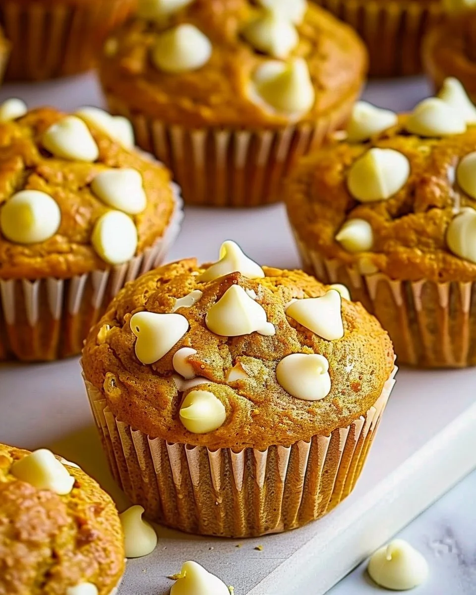 Moist Pumpkin White Chocolate Chip Muffins
