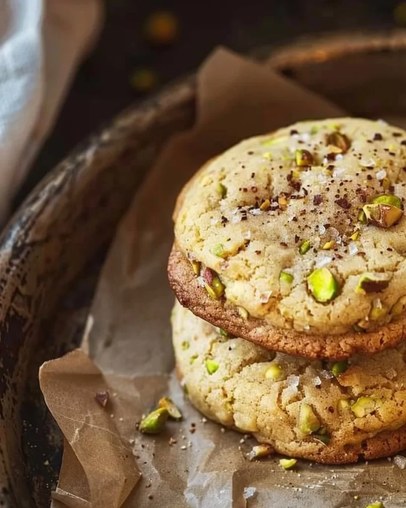 Delicious homemade pistachio cookies with nuts on a plate