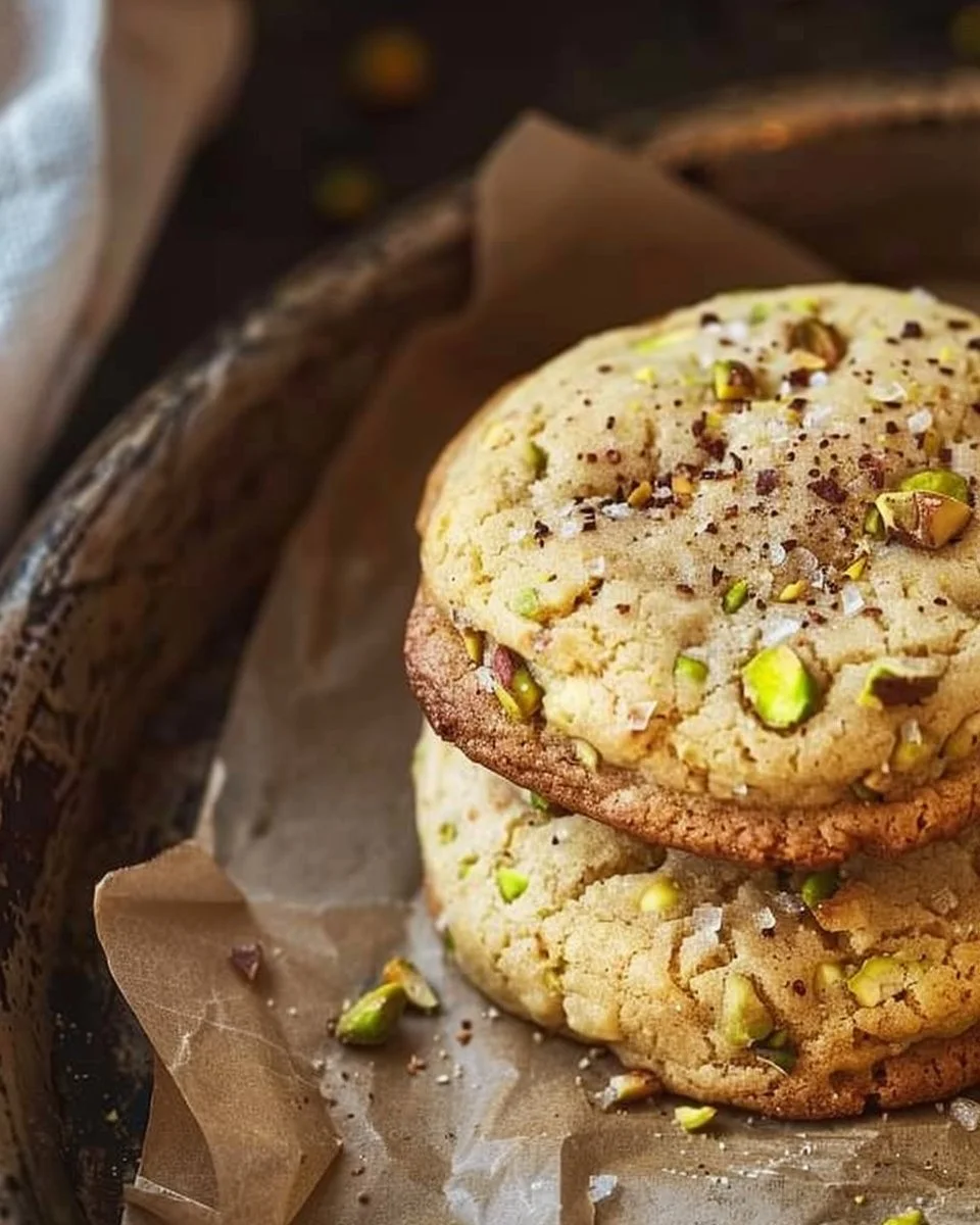 Delicious homemade pistachio cookies with nuts on a plate