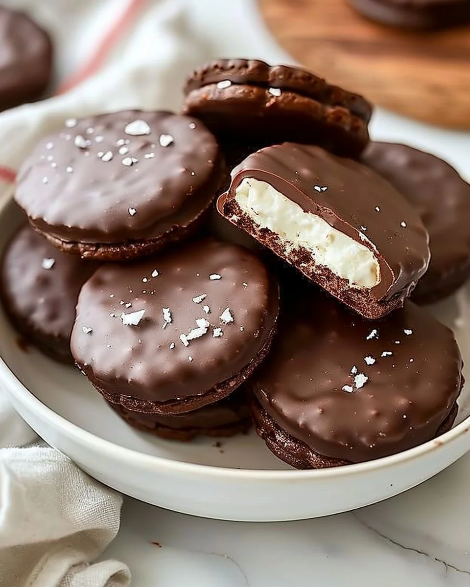 Homemade peppermint patties on a plate, ready to enjoy.