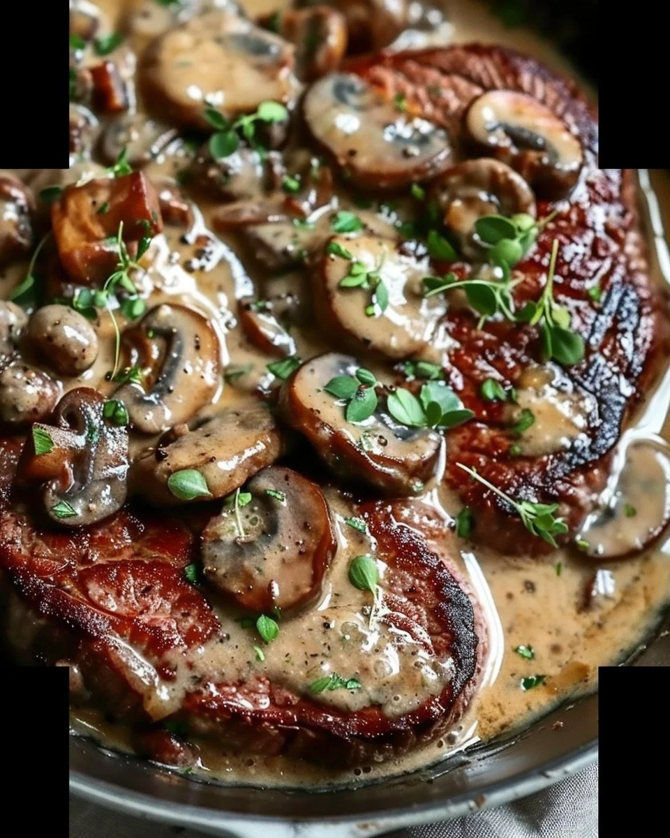 Ribeye Steaks with Creamy Mushroom Peppercorn Sauce: A Decadent Skillet Dinner