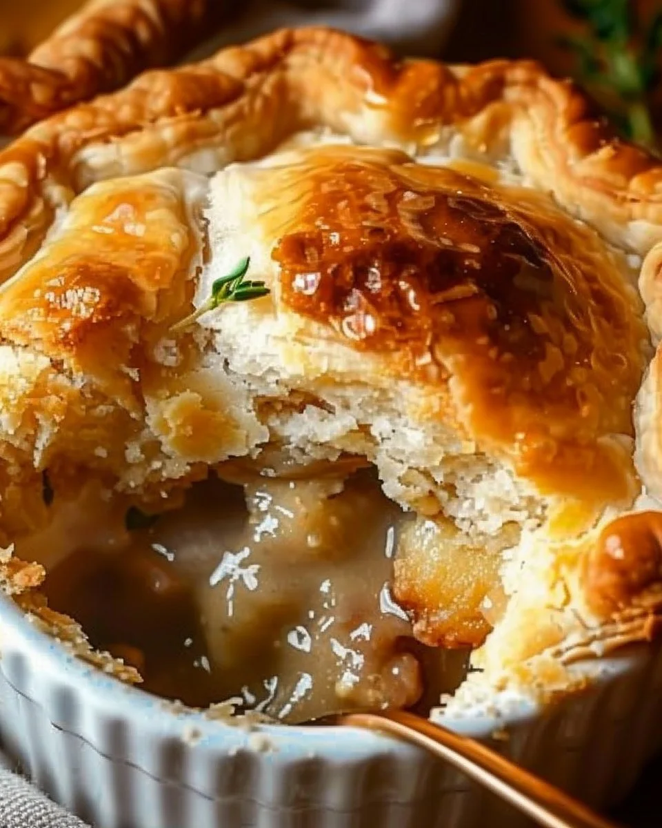 Savory Breakfast Pot Pie with Honey Butter Biscuit Topping