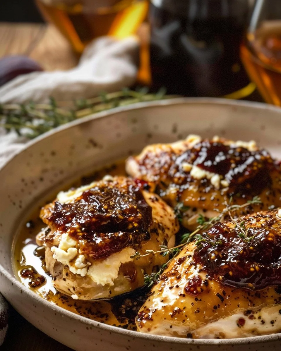 Slow Cooker Chicken with Fig Jam and Goat Cheese