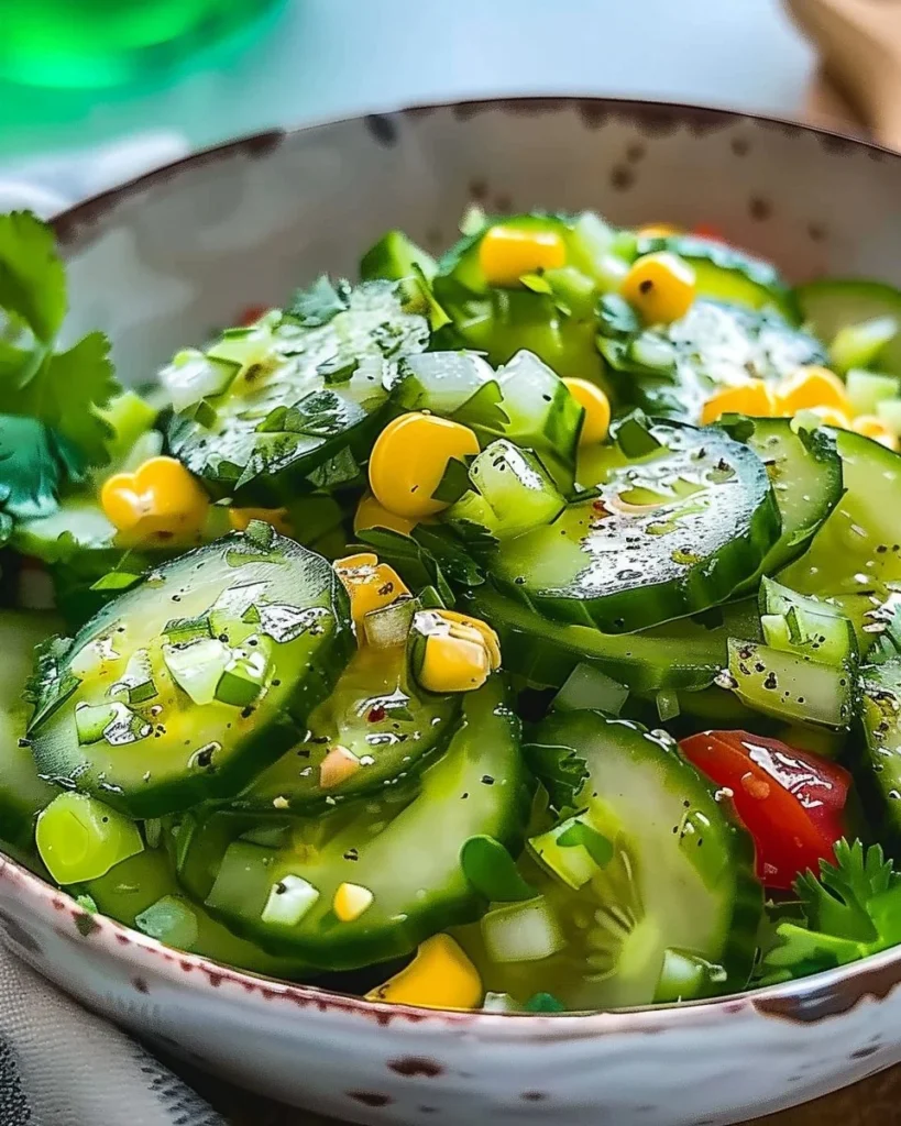 Zesty Mexican Cucumber Salad with fresh vegetables and tangy dressing