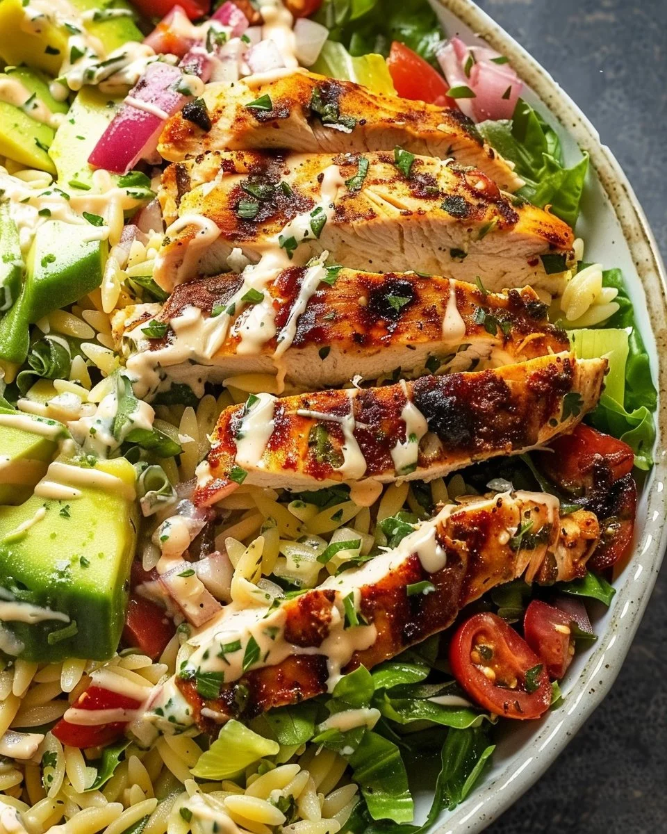 Cajun Chicken Orzo Salad with Creamy Dressing