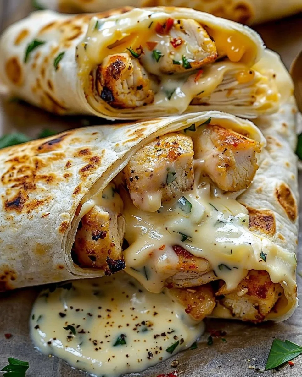 Cheesy Garlic Chicken Wraps