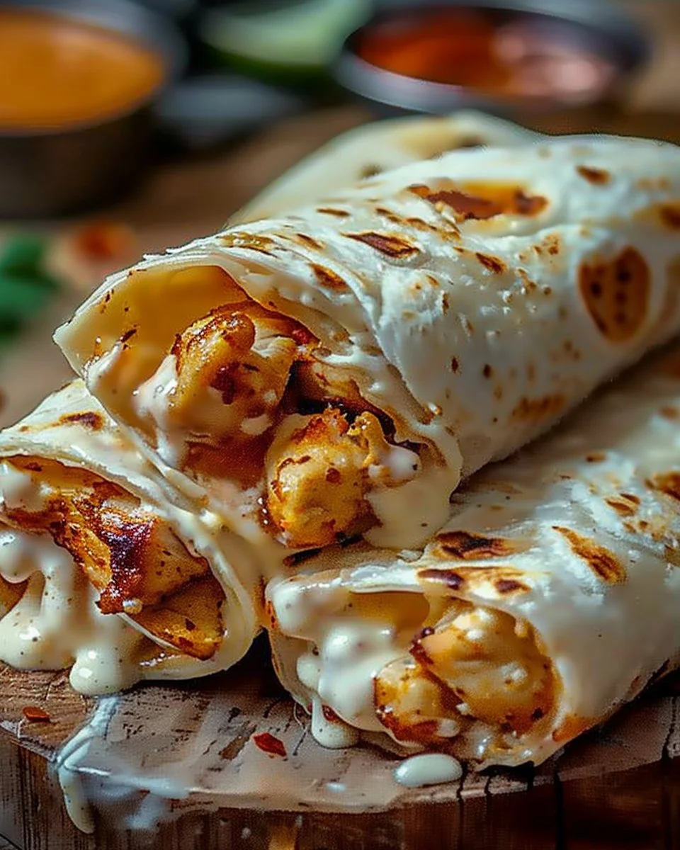 Cheesy Garlic Chicken Wraps