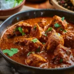 Delicious Chicken Rogan Josh served in a traditional bowl with spices and herbs