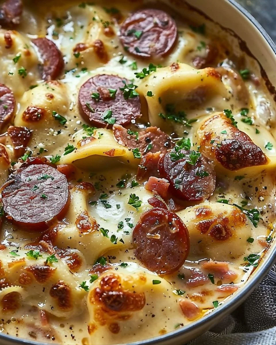 Classic Crockpot Pierogi Casserole with Kielbasa