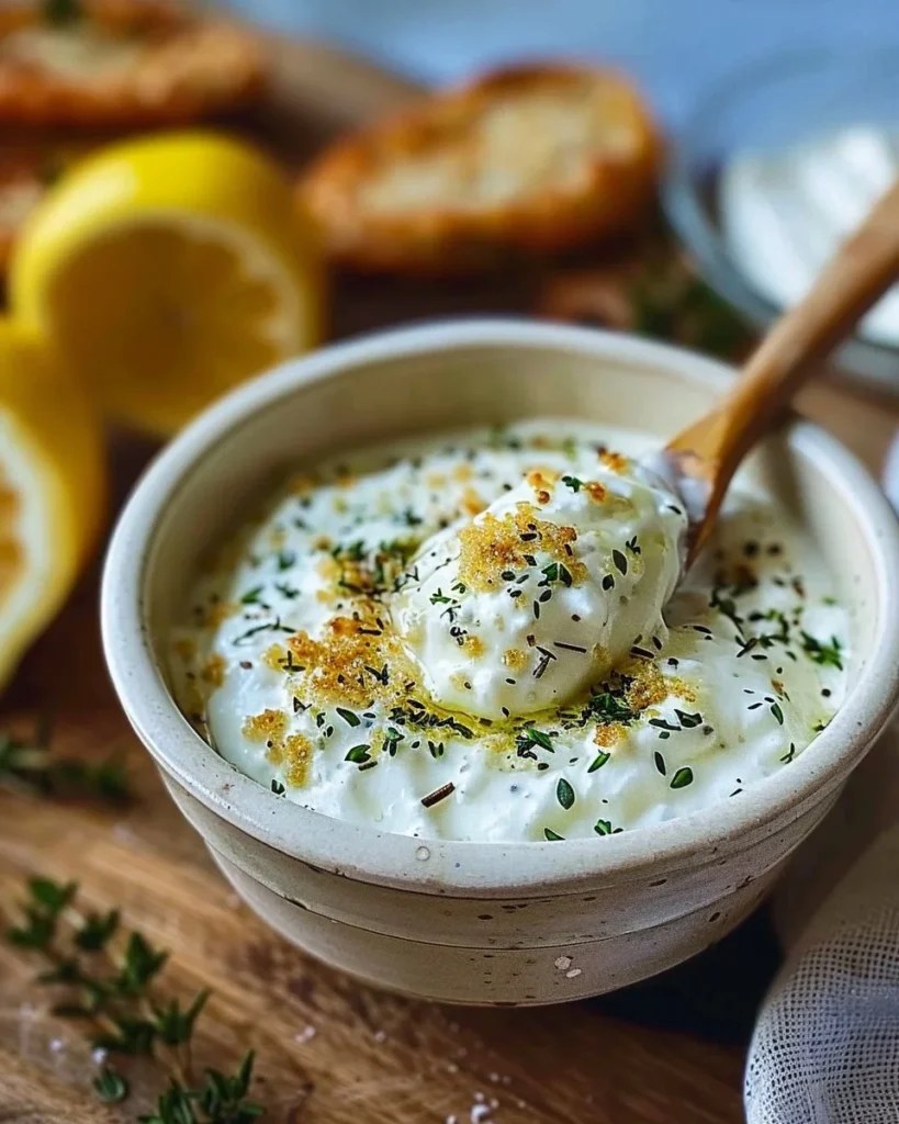 Bowl of creamy homemade tartar sauce served with seafood