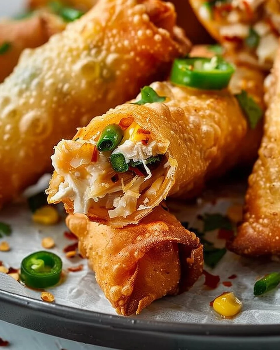Crispy Air Fryer Chicken Egg Rolls with Cream Cheese & Jalapeño