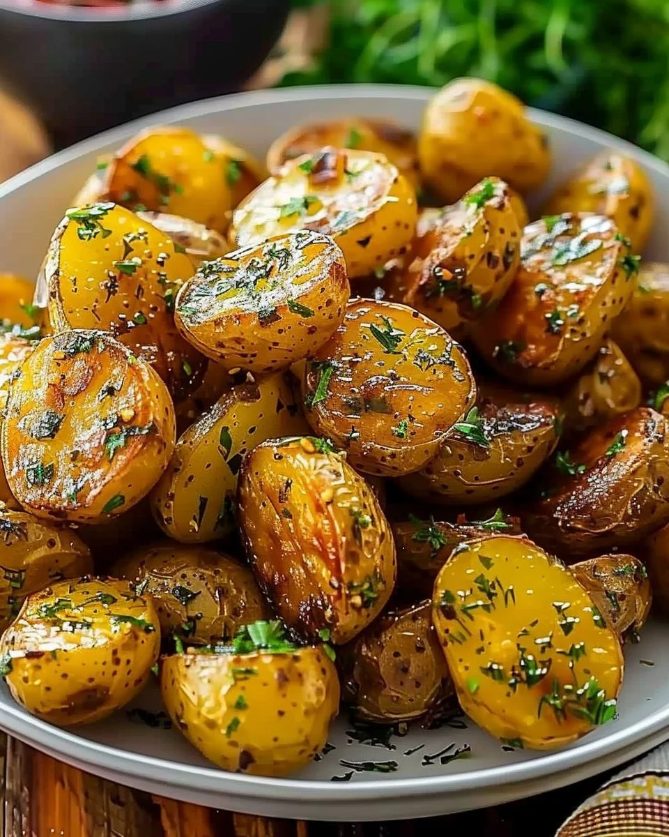 Crispy oven roasted baby potatoes seasoned and baked to perfection