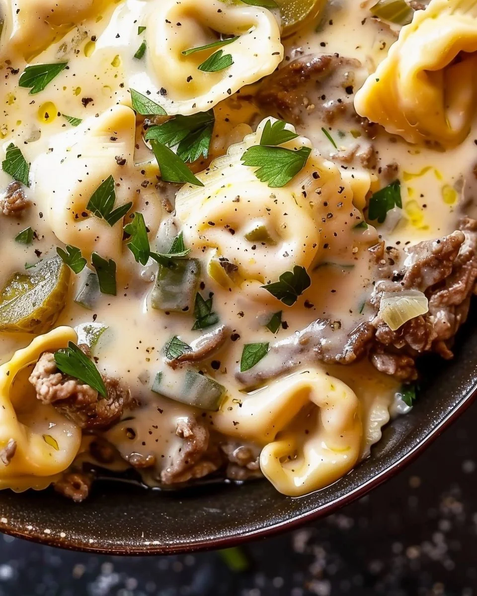Crock Pot Cheesesteak Tortellini