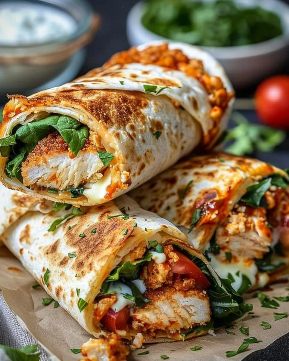 Crunchy Crispy Air Fryer Chicken & Mozzarella Wraps 2 Crunchy Crispy Air Fryer Chicken & Mozzarella Wraps