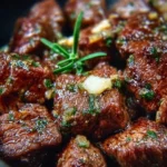 Delicious garlic butter steak bites served in a dish