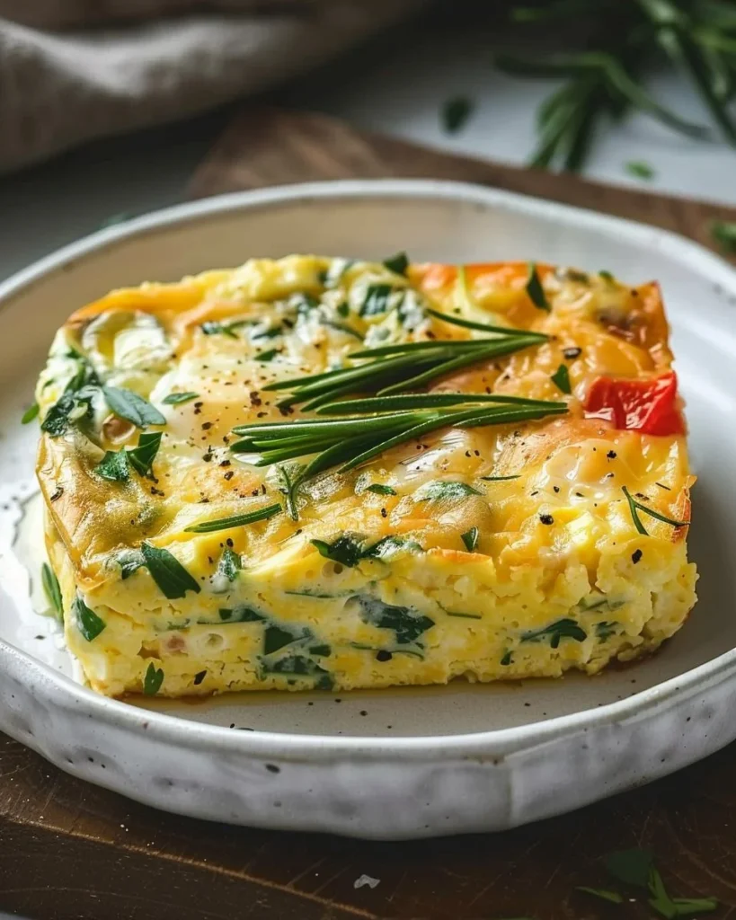 High-protein cottage cheese egg bake served in a dish