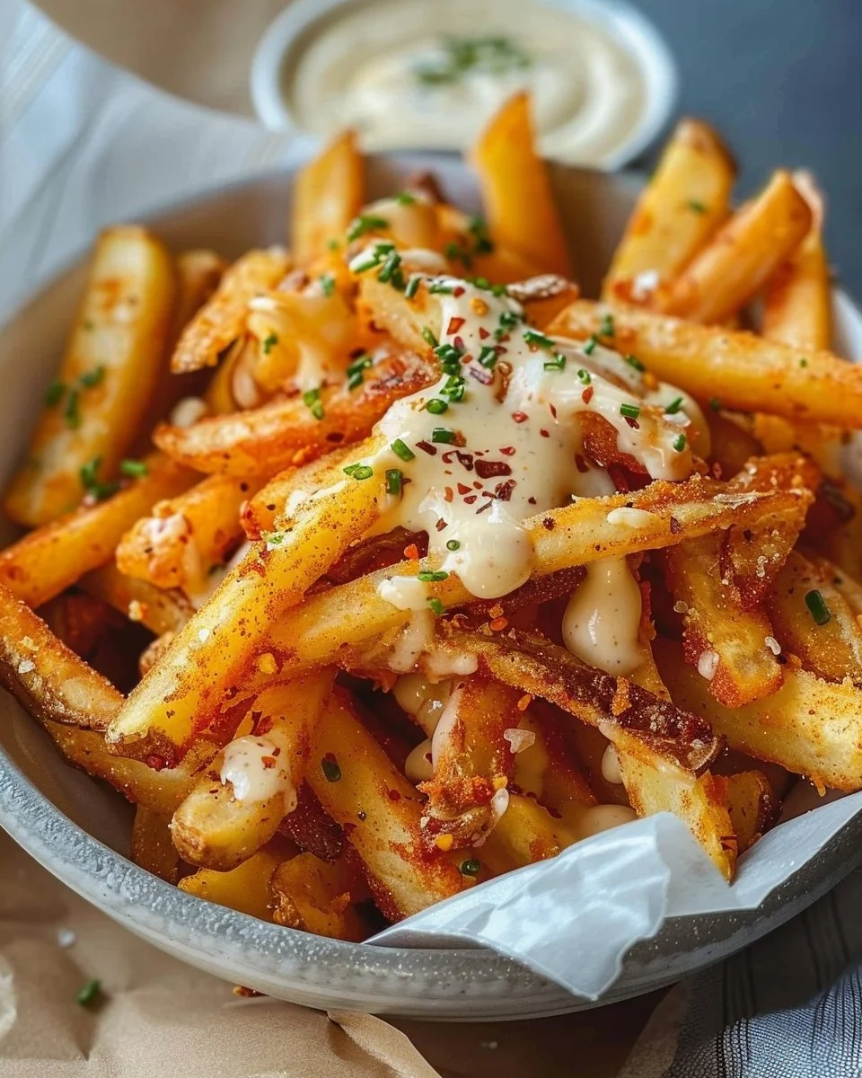 Plate of Louisiana Voodoo Fries inspired by Wingstop recipe