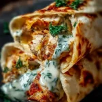 Low Carb Cheesy Garlic Chicken Wraps served on a plate with fresh vegetables