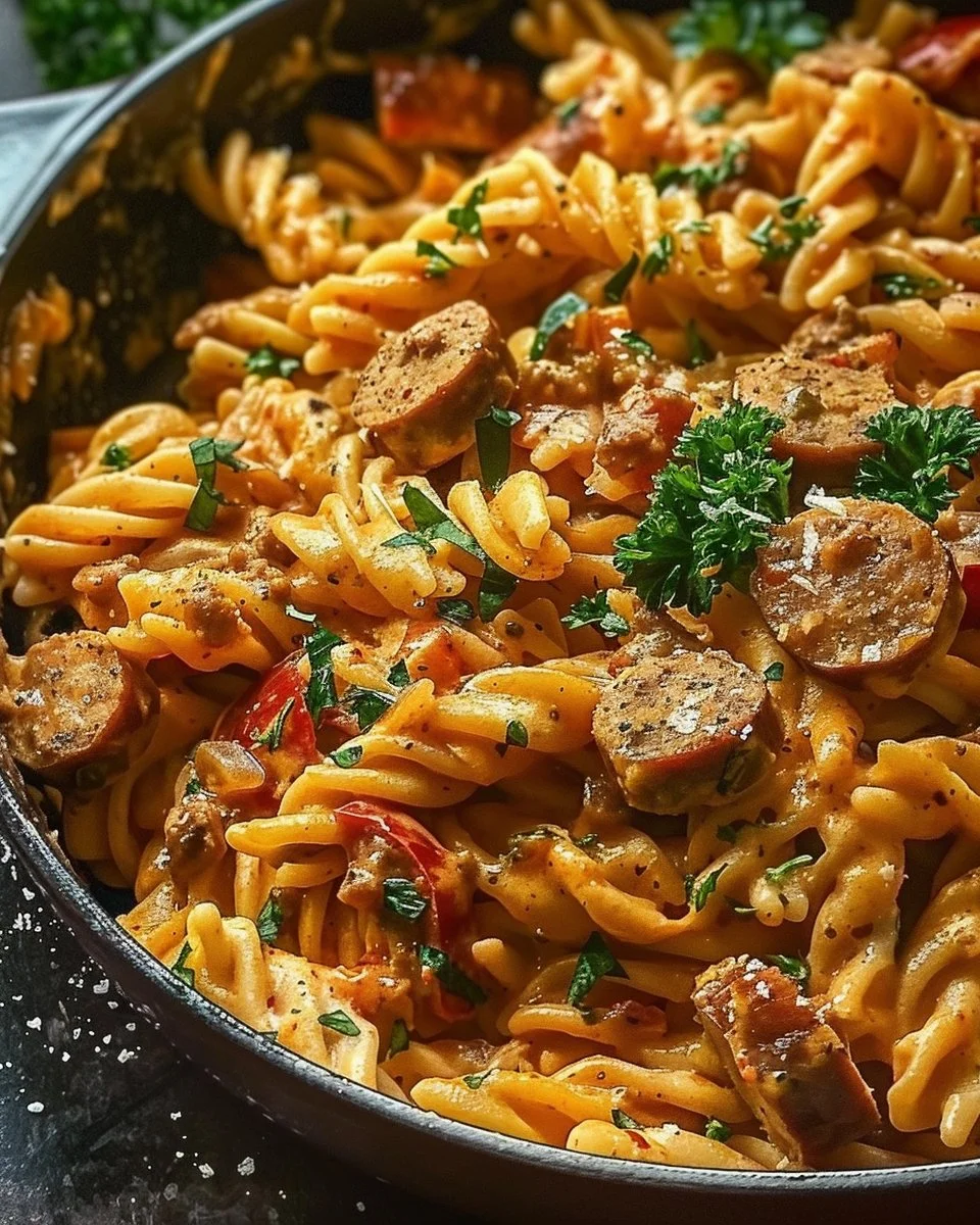One-Pot Creamy Spicy Cajun Sausage Pasta