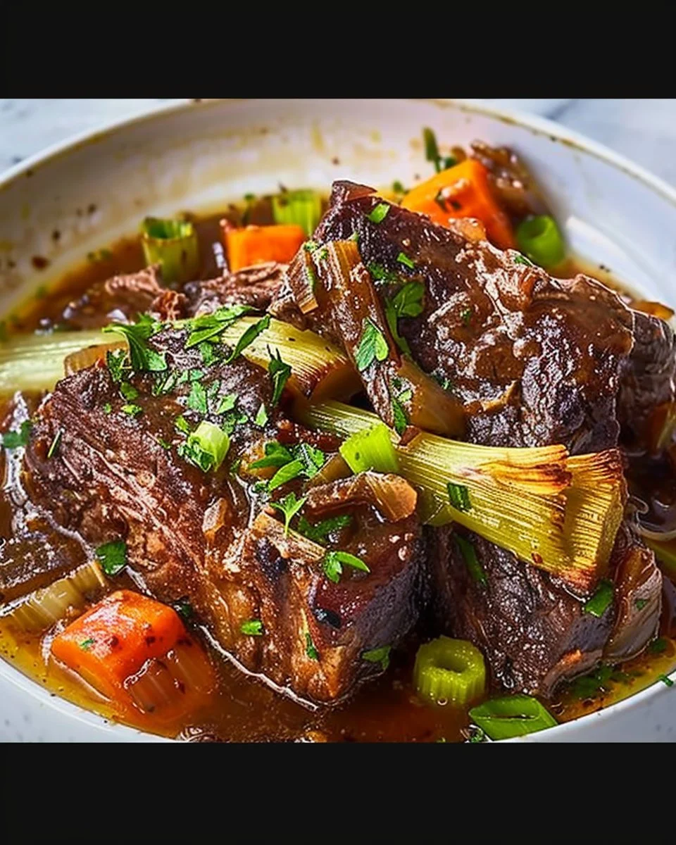 Oven-Braised Beef Chuck with Leeks, Carrots & Herb Jus