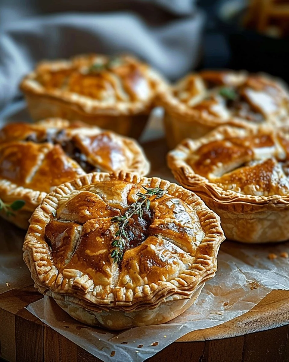 Plate of savory beef meat pies ready to serve and enjoy