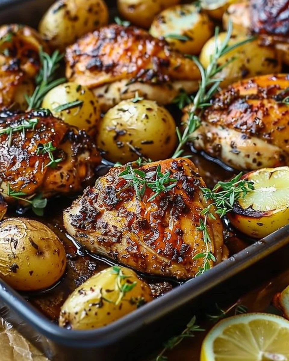 Sheet Pan Lemon Balsamic Chicken and Potatoes