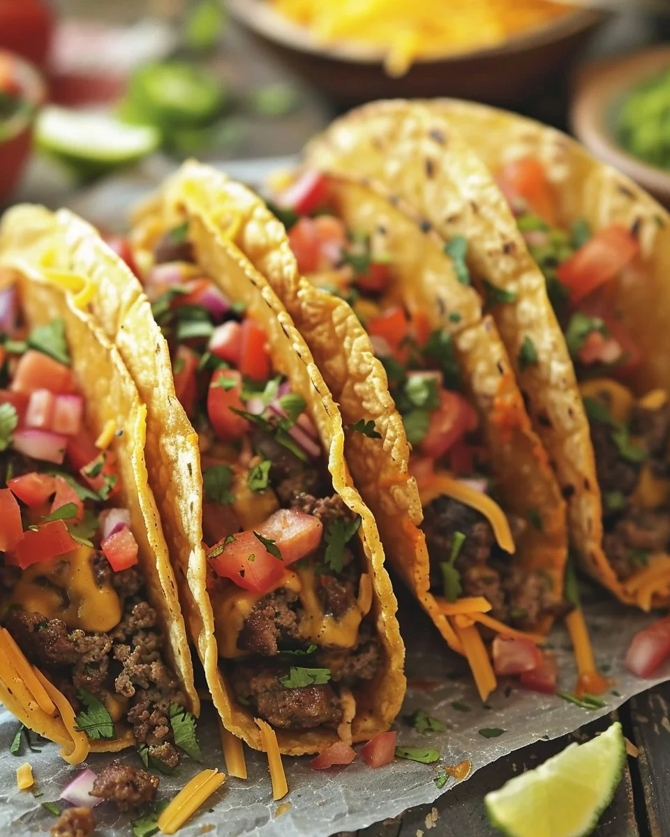 Sourdough Smash Burger Tacos with Sharp Cheddar on a plate