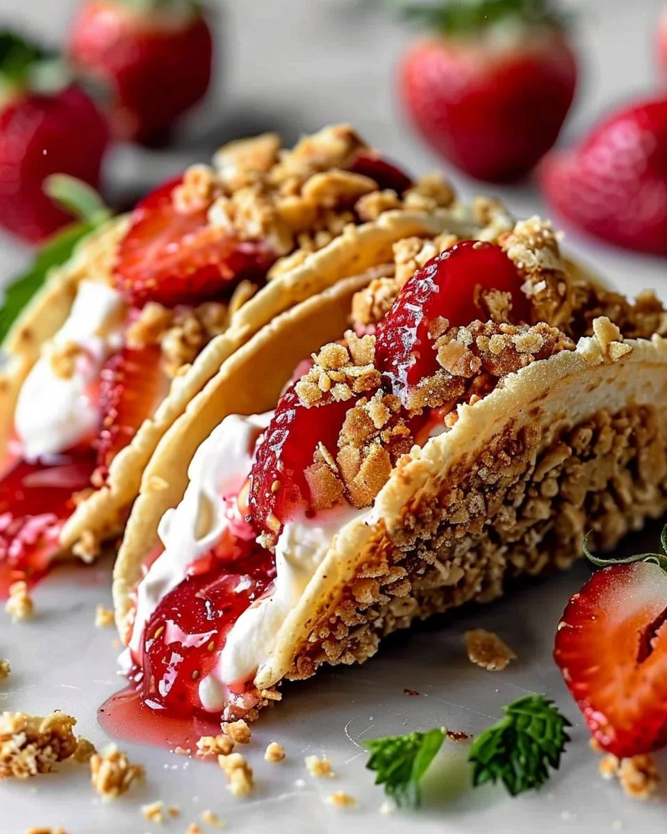 Strawberry Crunch Cheesecake Tacos