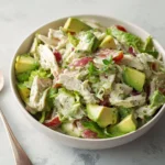 Fresh Avocado Chicken Salad with vibrant vegetables and creamy avocado