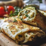 Baked cottage cheese wraps with a smoky filling served on a plate