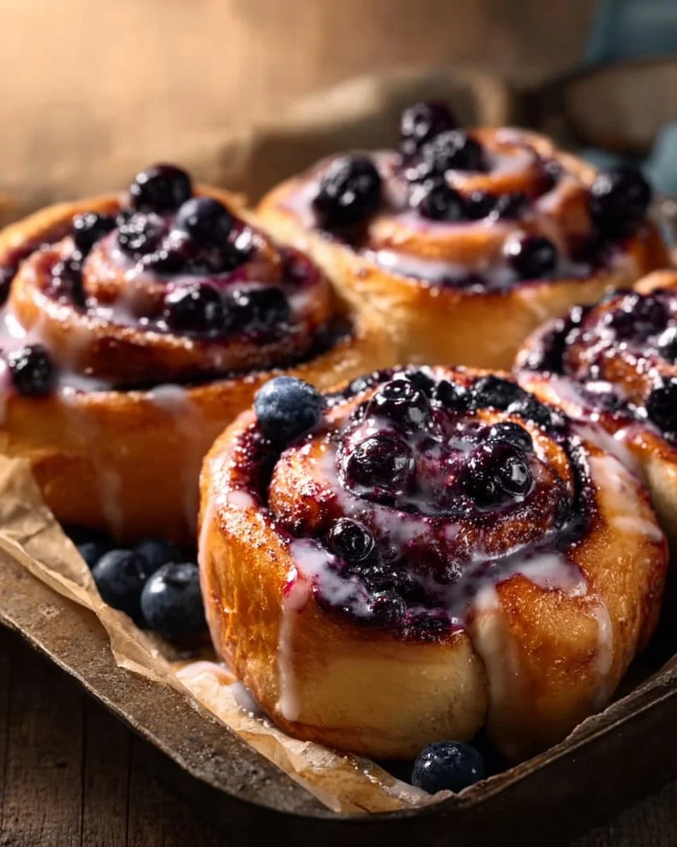 Cinnamon Rolls with Blueberry Glaze