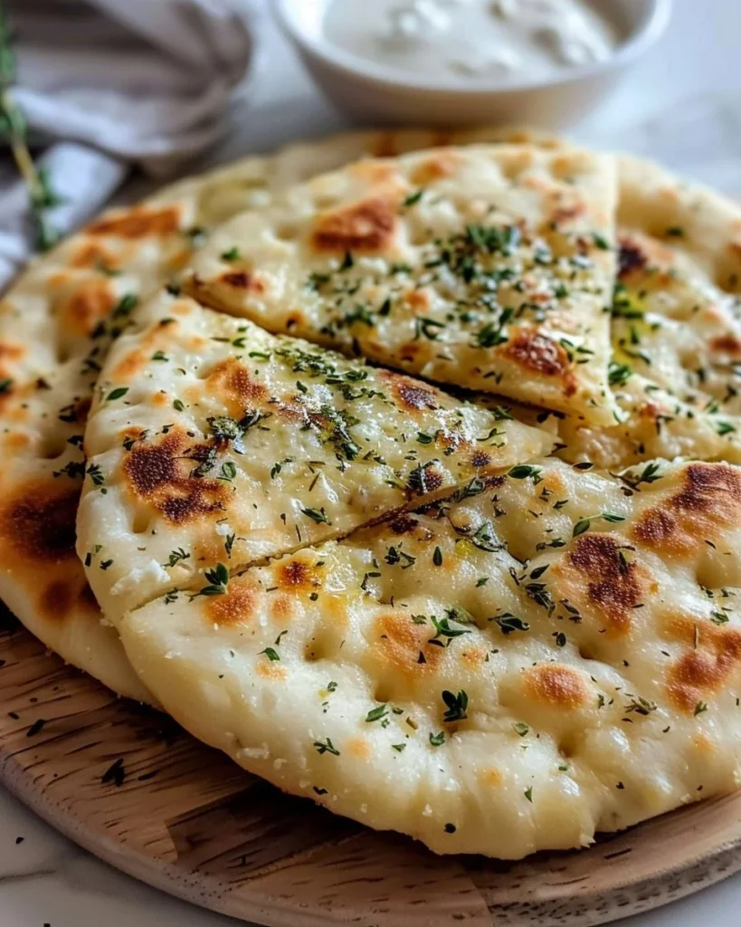Homemade Cottage Cheese Flatbread served with fresh toppings