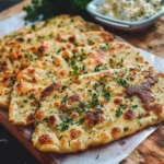 Delicious cottage cheese flatbread topped with herbs and spices