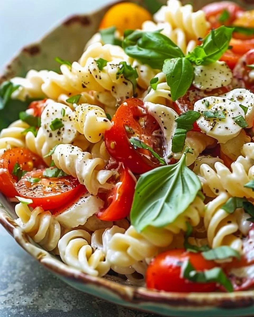 Creamy Caprese Pasta Salad