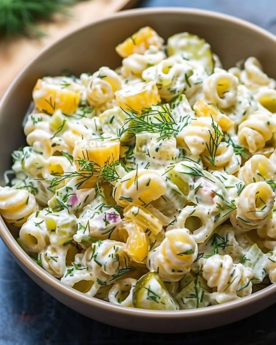 Creamy Dill Pickle Pasta Salad