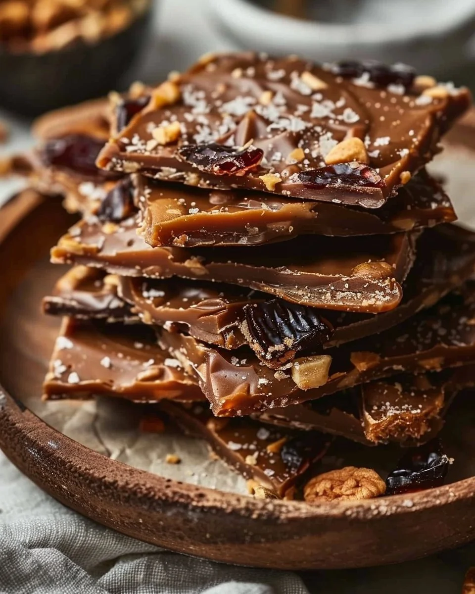 Delicious homemade Easy Date Bark with nuts and chocolate.