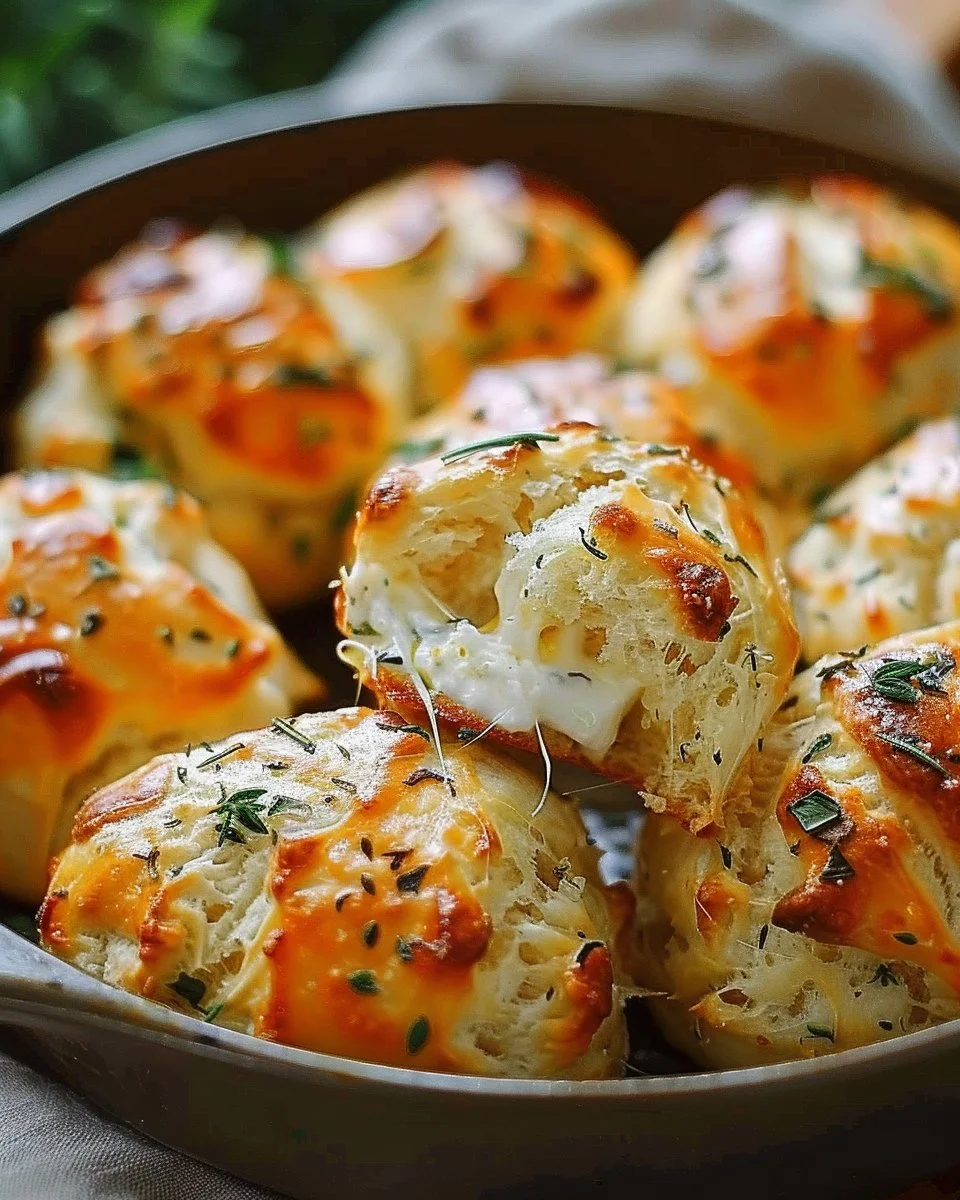 Delicious gooey mozzarella biscuit bombs fresh out of the oven