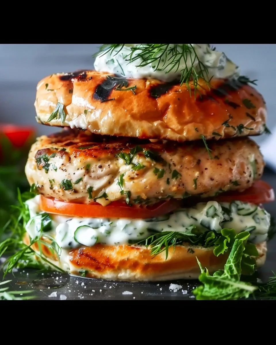 Greek Chicken Burgers with Tzatziki Sauce