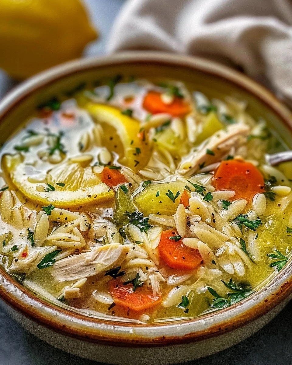Greek-Inspired Lemon Chicken Orzo Soup