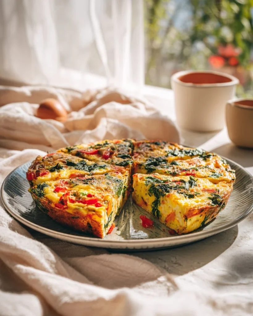 Delicious healthy veggie frittata made with fresh vegetables