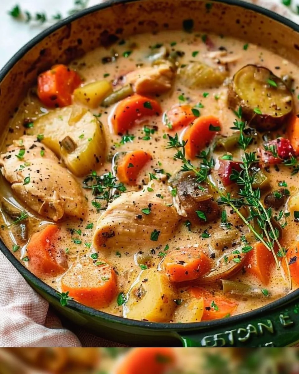 Hearty Creamy Chicken and Vegetable Stew